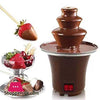 3 Tier Mini Chocolate Fountain for parties, featuring flowing melted chocolate with fresh strawberries and marshmallows.