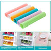 Fridge Mat Rolls: Multipurpose, washable, non-slip refrigerator shelf liners in assorted bright colors.