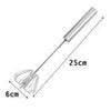Manual egg beater, 25cm stainless steel whisk with 6cm head for kitchen mixing, baking, and frothing.