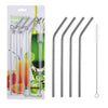 5 PCs Steel Straws set with reusable bent stainless steel drinking straws and a cleaning brush for eco-friendly use.
