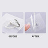 Pack of 10 adhesive single hooks, heavy-duty transparent wall hooks with peel-and-stick backing for easy application.