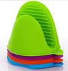 Heat-resistant silicon pot holder mini oven gloves, non-slip pinch grips for cooking, pack of 2 colorful kitchen tools.