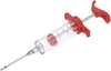 Stainless Steel Meat Injector with red handle for BBQ marinade and flavor seasoning.