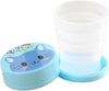 Foldable Magic Glass for Kids: Portable collapsible blue travel cup with cat lid for school or outdoor adventures.