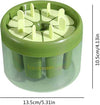 Green DIY popsicle mold maker for home ice cream treats with 6-compartment container and handle sticks.