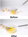 Manual Egg Beater stainless steel hand whisker showing whisking eggs in a glass bowl for kitchen or coffee preparation.
