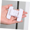 Refrigerator Door Safety Lock, a white child-proof fridge and freezer guard held in a hand for baby safety.