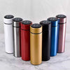 500ml smart water bottles with LED temperature display in various colors, stainless steel insulated vacuum flasks.