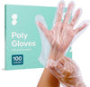 Disposable plastic gloves (pack of 100), food-safe transparent hand protection for cooking and cleaning.