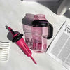 1400ml Kawaii Ice-Cream Water Bottle with straw, jumbo pink plastic cup for smoothies, milkshakes, and cold drinks.