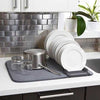 Ultra-Absorbent Dish Drying Mat: Large microfiber kitchen drainer pad with rack for plates, glasses, and cookware.