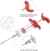 Stainless Steel Meat Injector with ergonomic handle and precise measurement markings for BBQ marinade and flavor seasoning.