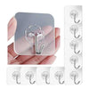 Pack of 10 adhesive single hooks, heavy-duty transparent wall hooks for damage-free hanging in kitchens and bathrooms.