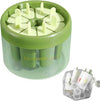 Green popsicle mold maker set for homemade ice cream, featuring a circular tray with handles and storage container.