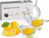 Bird Shape Manual Lemon Squeezer, elegant clear acrylic citrus juicer for fresh lemon slices on a white background.