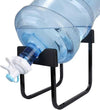 Metal stand for 19L water bottle with tap and nozzle for convenient water dispensing.