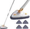 360° Rotatable Triangle Mop with adjustable long handle and extra microfiber pads for floor and wall cleaning.