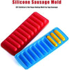 Ice-Line Silicone Tray: Narrow strip ice mold for water bottles in red and blue flexible food-grade silicone.