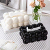 Bubble Bow Tissue Box in black and white, modern decorative tissue holder with a unique bubble texture design.