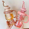 1400ml Ice-Cream Water Bottle: Kawaii jumbo smoothie and milkshake cup with handle, straw, and leak-proof lid.