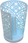 Floral Round Tissue Holder: A light blue decorative organizer for home and office with an elegant cut-out floral pattern.