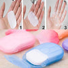 3-Pack portable paper soap sheets for hand washing, travel, and outdoor use, showing lathering process with soap cases.