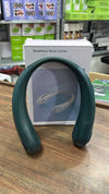 Portable Neck Fan, USB rechargeable bladeless cooling system in dark green, displayed with its retail product box.
