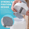 Manual ice shaver machine featuring a secure ice fixation design with springs and stainless steel anti-slip pins.