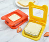 Stainless Steel Sandwich Cutter, DIY Uncrustables Maker and Sealer Mold for kids' lunches on a marble countertop.