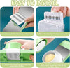 5-in-1 multifunctional vegetable & fruit slicer, manual kitchen cutter with interchangeable blades and hand guard.