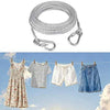 2-Meter stainless steel clothesline with strong metal rope and locking hooks for hanging laundry outdoors.