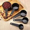10-Piece Measuring Cups & Spoons Set, professional plastic baking kit for measuring ingredients on a wooden tray.