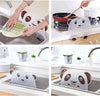 Panda kitchen sink splash guard, a silicone water-proof barrier for preventing spills on countertops.