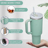 Spill-proof replacement flip straw lid for Stanley 40oz tumbler with reusable splash-resistant cover features.