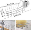 Stainless steel faucet rack for kitchen sink, punch-free sponge and rag drain storage shelf organizer.