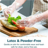 Disposable plastic gloves (pack of 100), food-safe transparent hand protection for hygienic sandwich preparation.