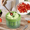 Instant Ice Cream Maker Pan for DIY rolled ice cream with spatulas, featuring a green popsicle mold for fresh fruit.