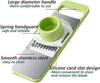 5-in-1 multifunctional vegetable & fruit slicer with stainless steel blades, handguard, and ergonomic green handle.