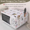 Microwave Oven Cover 85x35cm, dust-proof and waterproof protector with storage pockets for kitchen tools and utensils.