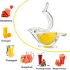 Bird Shape Manual Lemon Squeezer, elegant clear acrylic citrus juicer for extracting fresh juice from fruit slices.