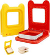 Stainless Steel Sandwich Cutter: DIY Uncrustables Maker and Sealer Mold for kids' lunches in yellow and red.