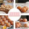 15-Grid Egg Storage Tray, a pink stackable refrigerator organizer with lid for efficient, space-saving egg storage.