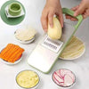 5-in-1 multifunctional vegetable and fruit slicer, a manual kitchen gadget for effortless food prep and slicing.