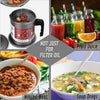 1.4L stainless steel oil pot with mesh strainer used to filter cooking oil, juice, soup, and separate food dregs.