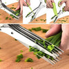 5-Layer herb scissors and stainless steel vegetable cutter, perfect for chopping fresh herbs and scallions efficiently.