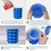 Silicone Ice Bucket and Ice Cube Genie step-by-step usage guide for making and dispensing ice cubes efficiently.