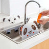 Panda Kitchen Sink Splash Guard, water splash-proof silicone barrier with suction cups for countertop sink protection.