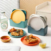 10 Pcs Premium Dinner Plate Set, durable multi-purpose serving plates in a convenient storage rack for modern kitchens.