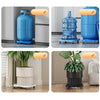 Heavy-quality plastic gas cylinder base with wheels, serving as a versatile movable trolley for plants and water cans.