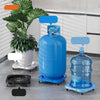 Heavy quality plastic movable gas cylinder base trolley with wheels for easy transport of cylinders and water cans.